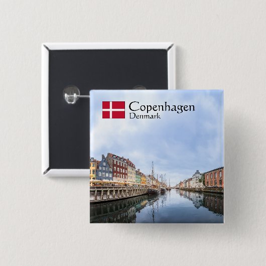 Kopenhagen Denemarken Vierkante Button 5,1 Cm (Voorkant /achterkant)