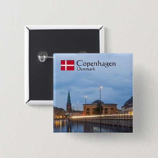 Kopenhagen Denemarken Vierkante Button 5,1 Cm (Voorkant /achterkant)