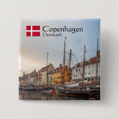 Kopenhagen Denemarken Vierkante Button 5,1 Cm (Voorkant)