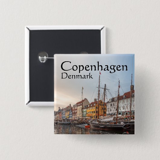 Kopenhagen Denemarken Vierkante Button 5,1 Cm (Voorkant /achterkant)