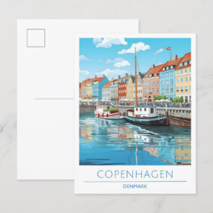 Kopenhagen Denemarken Vintage Travel Briefkaart