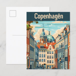Kopenhagen Denemarken Vintage Travel Illustratie Briefkaart