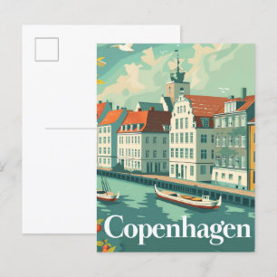 Kopenhagen Denemarken Vintage Travel Illustratie Briefkaart