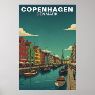 Kopenhagen Denemarken Waterfront Kanaal Reizen Poster