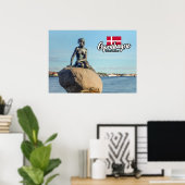 Kopenhagen Denemarken Zeemeermin Poster (Thuiskantoor)