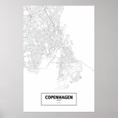 Kopenhagen, Denemarken (zwart op wit) Poster (Voorkant)