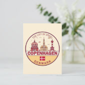 Kopenhagen Denmark City Skyline Emblem Briefkaart (Staand voorkant)