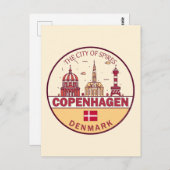 Kopenhagen Denmark City Skyline Emblem Briefkaart (Voorkant / Achterkant)