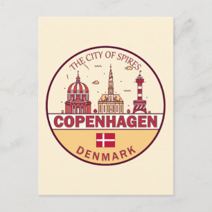 Kopenhagen Denmark City Skyline Emblem Briefkaart