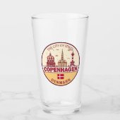 Kopenhagen Denmark City Skyline Emblem Glas (Voorkant)
