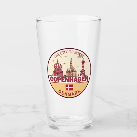 Kopenhagen Denmark City Skyline Emblem Glas (Voorkant)