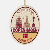 Kopenhagen Denmark City Skyline Emblem Keramisch Ornament (Rechts)