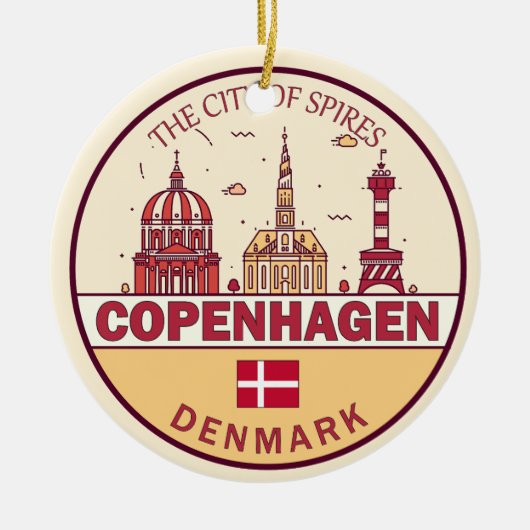 Kopenhagen Denmark City Skyline Emblem Keramisch Ornament (Voorkant)