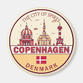 Kopenhagen Denmark City Skyline Emblem Magneet (Voorkant)