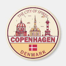 Kopenhagen Denmark City Skyline Emblem