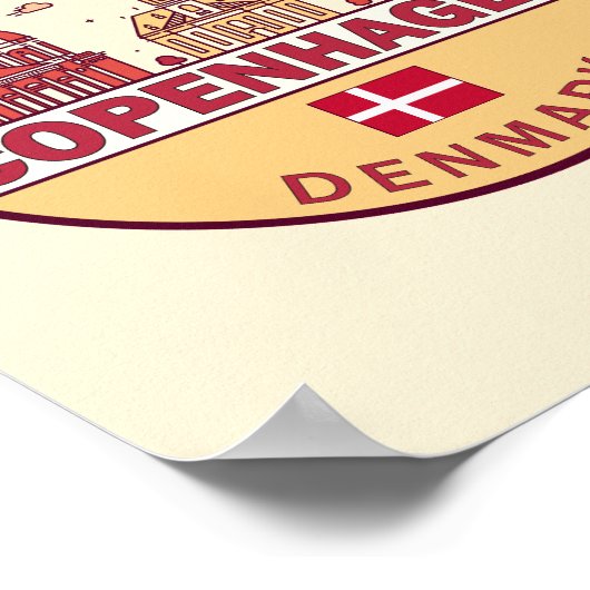 Kopenhagen Denmark City Skyline Emblem Poster (Hoek)