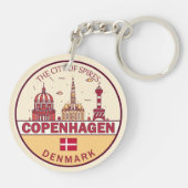 Kopenhagen Denmark City Skyline Emblem Sleutelhanger (Achterkant)