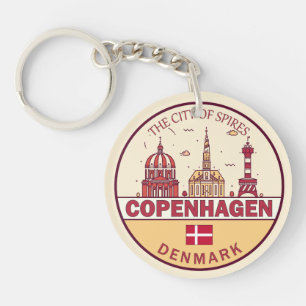 Kopenhagen Denmark City Skyline Emblem Sleutelhanger