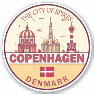 Kopenhagen Denmark City Skyline Emblem Sticker