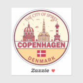 Kopenhagen Denmark City Skyline Emblem Sticker (Vel)