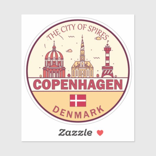 Kopenhagen Denmark City Skyline Emblem Sticker (Vel)