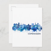 Kopenhagen Denmark Skyline Blue Uitnodiging Briefkaart (Voorkant / Achterkant)