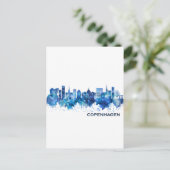 Kopenhagen Denmark Skyline Blue Uitnodiging Briefkaart (Staand voorkant)