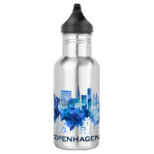 Kopenhagen Denmark Skyline Blue Waterfles (Rechts)