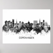 Kopenhagen Denmark Skyline BW Poster (Voorkant)