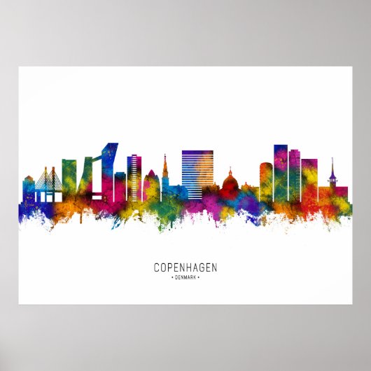 Kopenhagen Denmark Skyline Poster (Voorkant)
