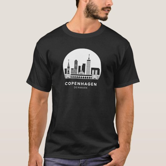 Kopenhagen Denmark Skyline T-shirt (Voorkant)