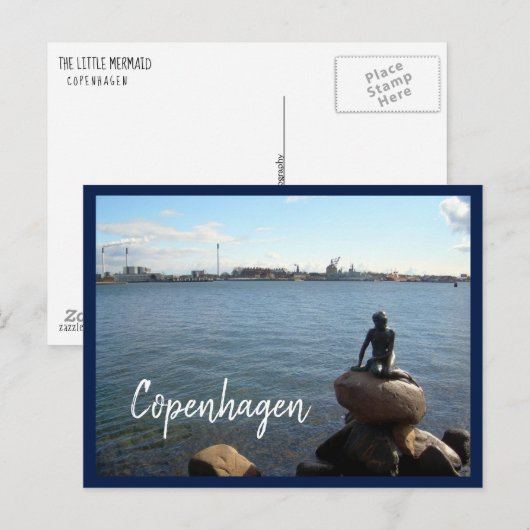 Kopenhagen Harbour en The Little Mermaid met tekst Briefkaart (Voorkant / Achterkant)