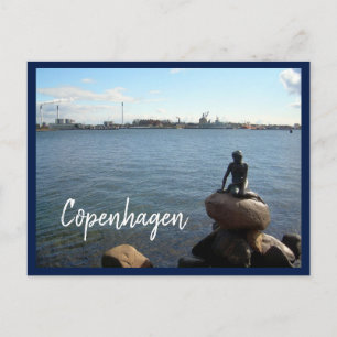 Kopenhagen Harbour en The Little Mermaid met tekst Briefkaart