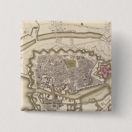 Kopenhagen, Kiobenhaven Vierkante Button 5,1 Cm (Voorkant)