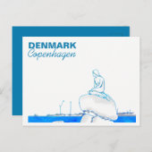 Kopenhagen Kleine Zeemeermin Tekening blauw Briefkaart (Voorkant / Achterkant)