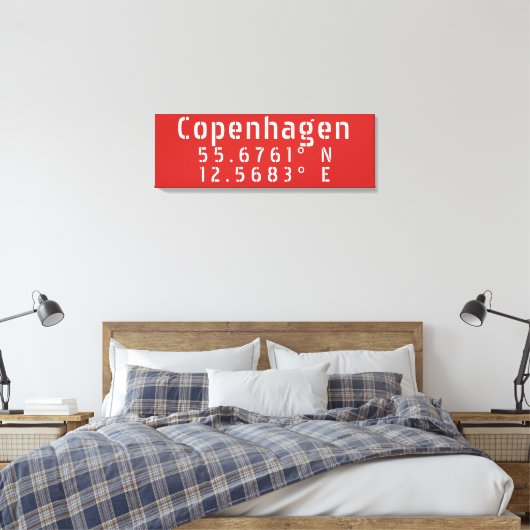 Kopenhagen Latitude Lengtegraad Canvas Afdruk (Insitu (Slaapkamer))