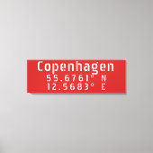 Kopenhagen Latitude Lengtegraad Canvas Afdruk (Voorkant)