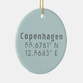 Kopenhagen Latitude Lengtegraad Keramisch Ornament (Rechts)