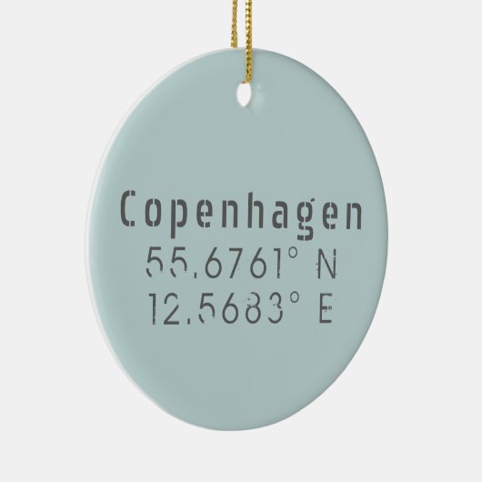 Kopenhagen Latitude Lengtegraad Keramisch Ornament (Rechts)