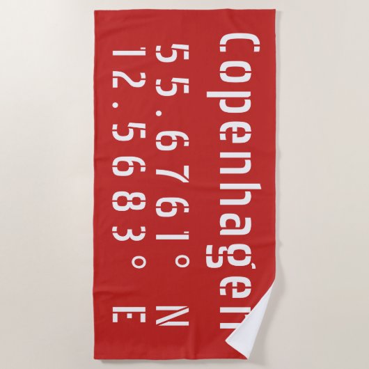 Kopenhagen Latitude Lengtegraad Strandlaken (Voorkant)