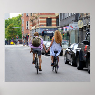 Kopenhagen-lovers op fietsen poster