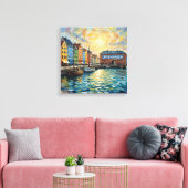 Kopenhagen Nyhavn Haven Glow Canvas Kunst (Insitu (Woonkamer))