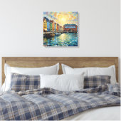 Kopenhagen Nyhavn Haven Glow Canvas Kunst (Insitu (Slaapkamer))