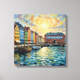 Kopenhagen Nyhavn Haven Glow Canvas Kunst