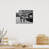Kopenhagen overvalt op fietsen, zwart en wit. poster (Keuken)