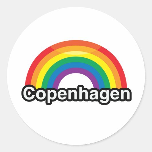 KOPENHAGEN PRIDE REGENBOOG - PNG.NL RONDE STICKER (Voorkant)