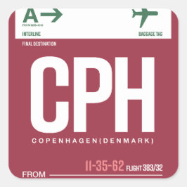 Kopenhagen - Reis Tag Square Stickers