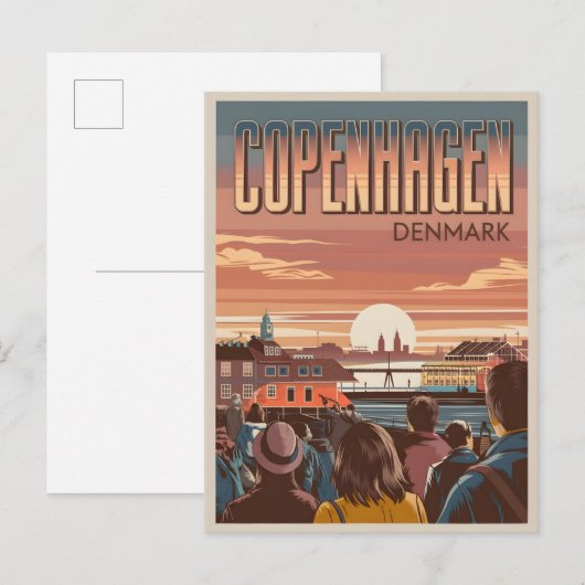 Kopenhagen reistoeristen zonsondergang geschenken Briefkaart (Voorkant / Achterkant)