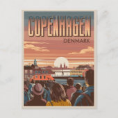 Kopenhagen reistoeristen zonsondergang geschenken Briefkaart (Voorkant)