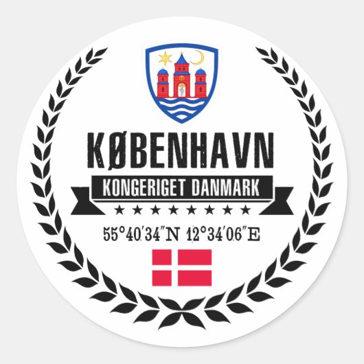 Kopenhagen Ronde Sticker (Voorkant)